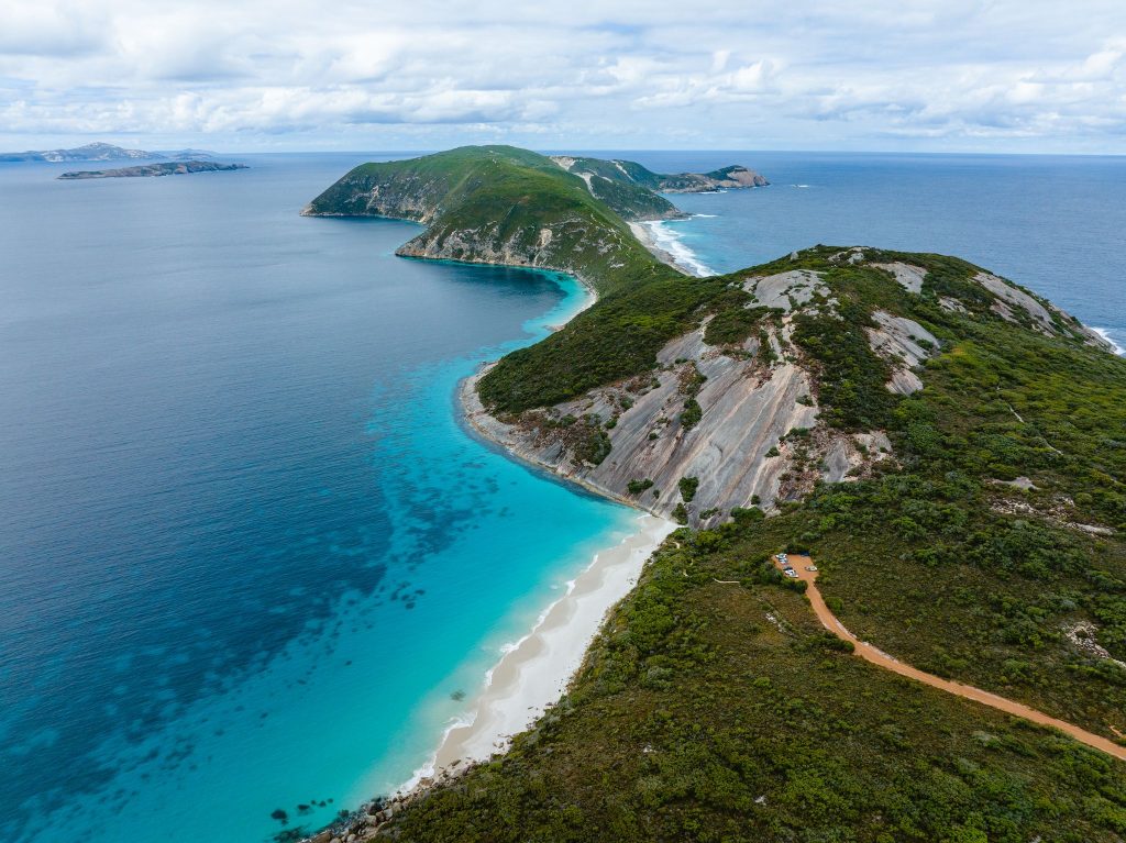 aerial view over peninsula