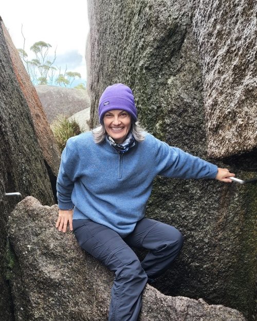 lady on rock