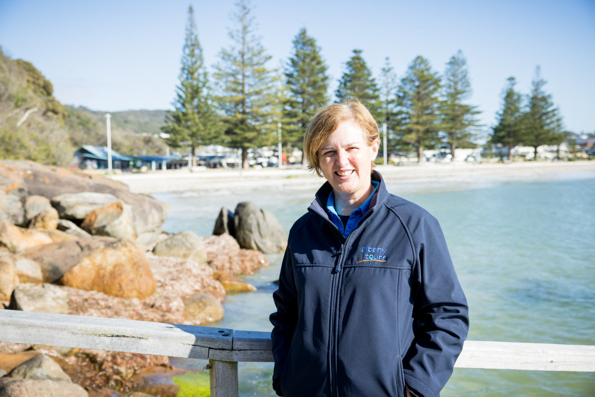 Albany Tours guide Joy Mealor beside the water in Albany